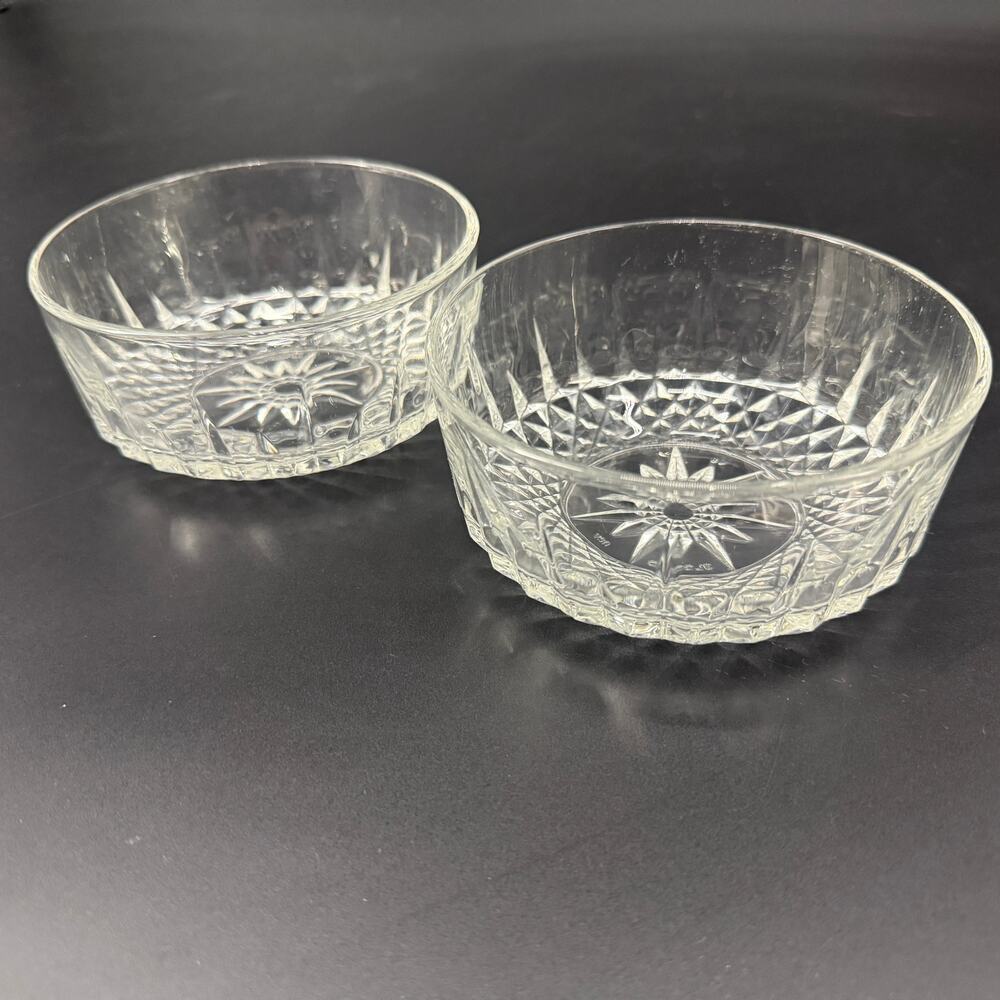 pair of vintage Arcoroc USA clear glass Individual Salad Bowls dinnerware